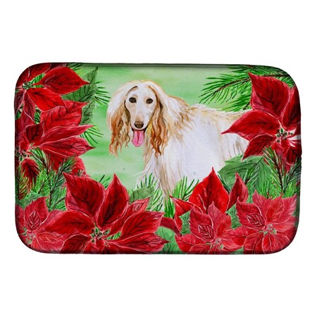 Carolines Treasures Afghan Hound Poinsettas Dish Drying Mat CK1350DDM